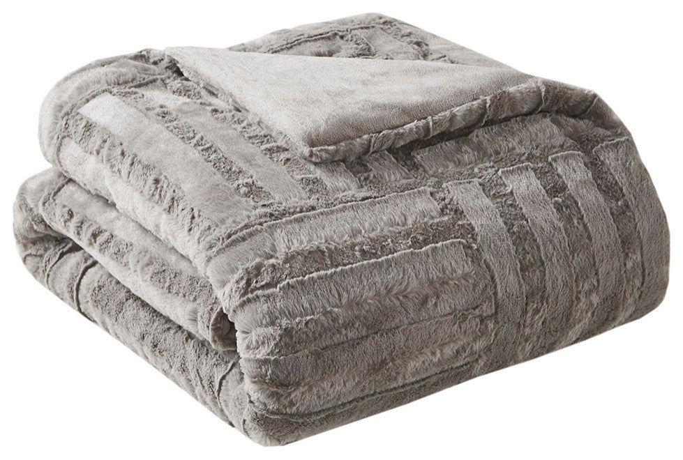 Madison Park Arctic Ultra Plush 50x60" Throw Blanket, Grey