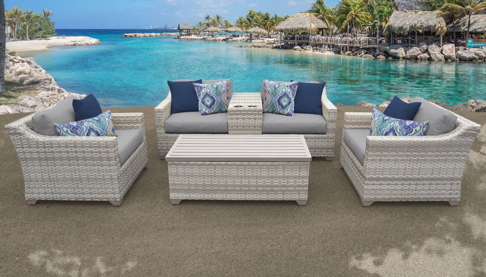 Fairmont 6 Piece Outdoor Wicker Patio Furniture Set 06d