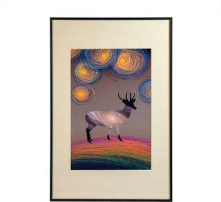 Abstract Deer Art Print, Black Frame, Type B