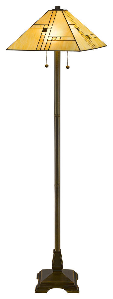 Serena d'italia Tiffany 2-Light White Mission Floor and Table Lamp Set