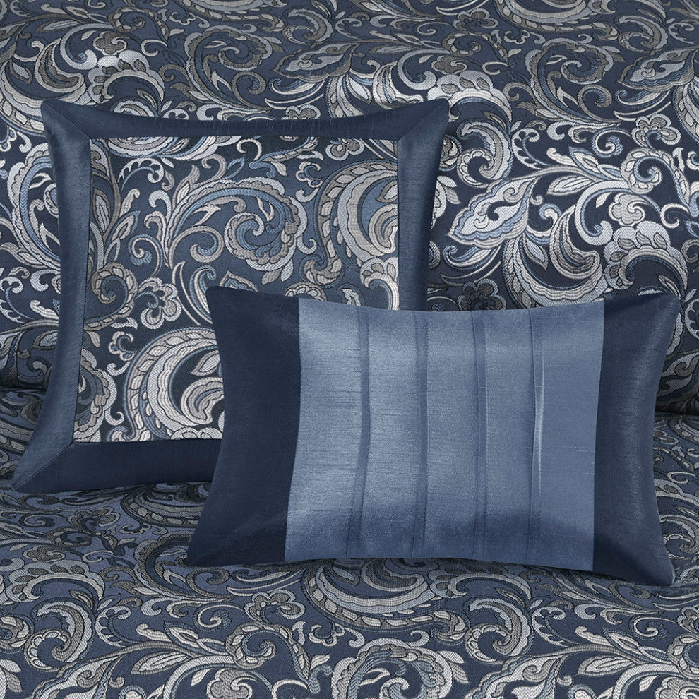 Madison Park Essentials Brystol 24 Piece Room, a Bag, Navy