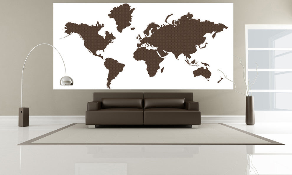 Studio Map Mural, Brown Figaro, Peel and Stick, 8 Panels, 142"x69"