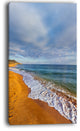 "Dark Beach Under Cloudy Skies" Modern Beach Canvas Art Print, 16"x32"