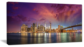 "New York Manhattan Skyline With Clouds" Wall Art, 60"x28", 1 Panel