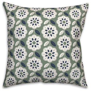 Green Navy Mod Pattern 18x18 Indoor/Outdoor Pillow