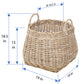 Kobo Round Rattan Belly Basket with Ear Handles, Gray-Brown