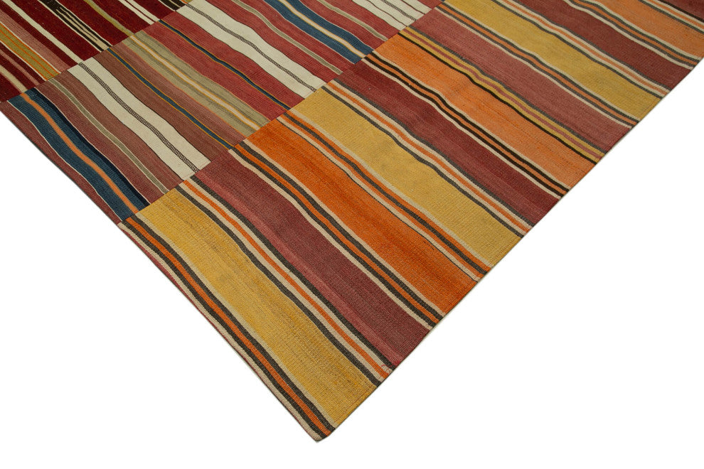 Rug N Carpet - Handmade Oriental 9' 5'' x 12' 10'' Tribal Patchwork Kilim Rug