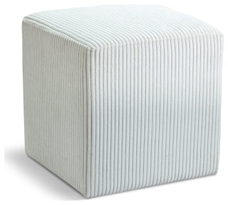 Roy Microsuede Fabric Upholsetered Ottoman/Stool, Cream, Square