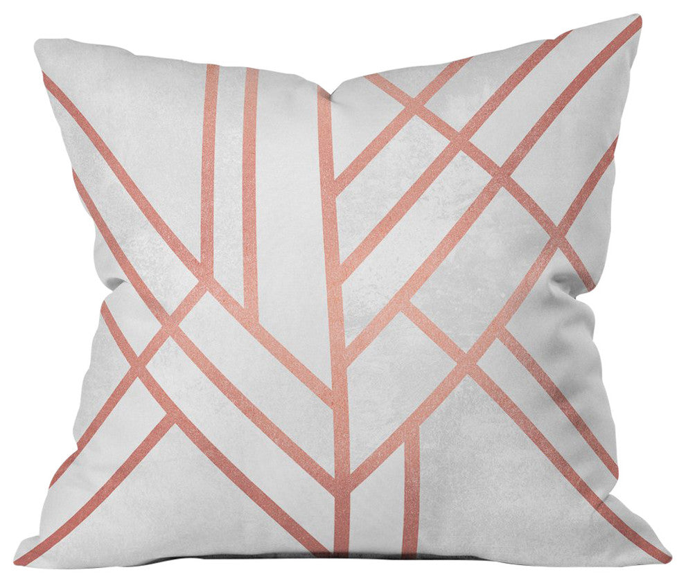 Elisabeth Fredriksson Art Deco Rose Gold Throw Pillow, 20"x20"