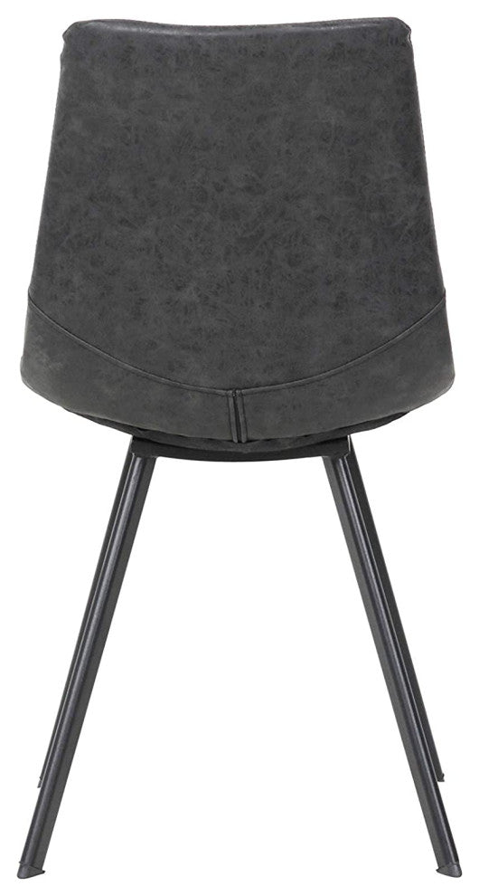 Markley Modern Leather Dining Chair With Metal Legs Set of 4 CharcoalBlk