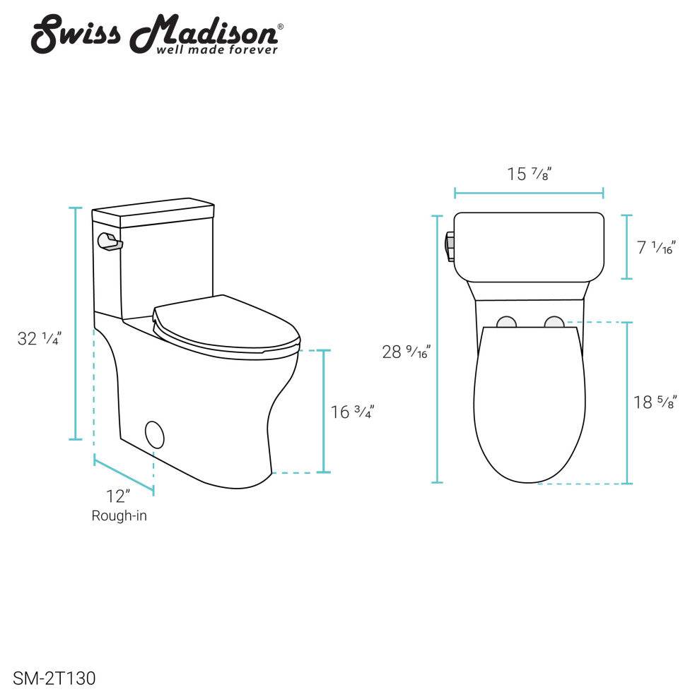 Classe Two-Piece Elongated Left Side Flush Handle Toilet