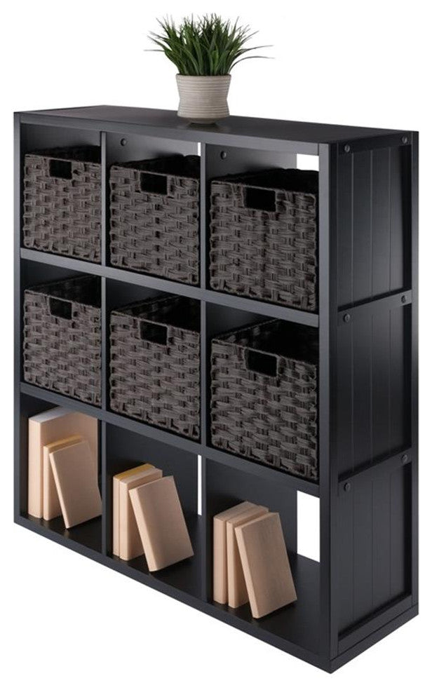 Timothy 7-Pc 3x3 Storage Shelf W/6 Foldable Woven Baskets