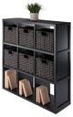 Timothy 7-Pc 3x3 Storage Shelf W/6 Foldable Woven Baskets