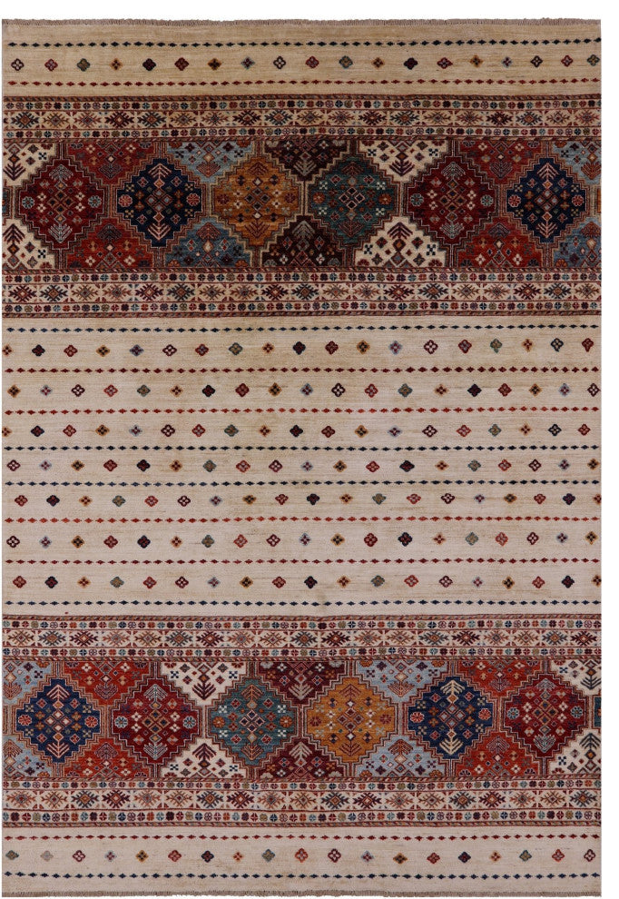 6' 7" X 9' 6" Hand Knotted Khorjin Super Kazak Rug Q10985