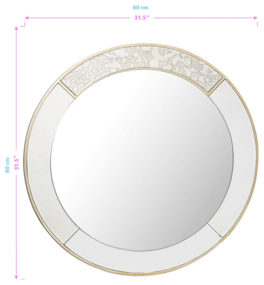 Gold Accented Round Mirror