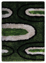 Hand Tufted Shag Polyester Area Rug Contemporary Green Beige, [Rectangle] 8'x10'