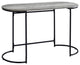 Transitional Desk, Sturdy Black Metal Legs With Oval Shaped Walnut Finished Top