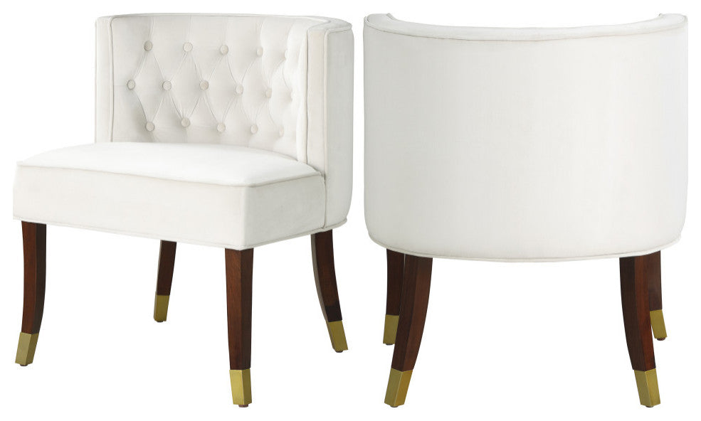 Perry Velvet Upholstered Dining Chair (Set of 2), Cream