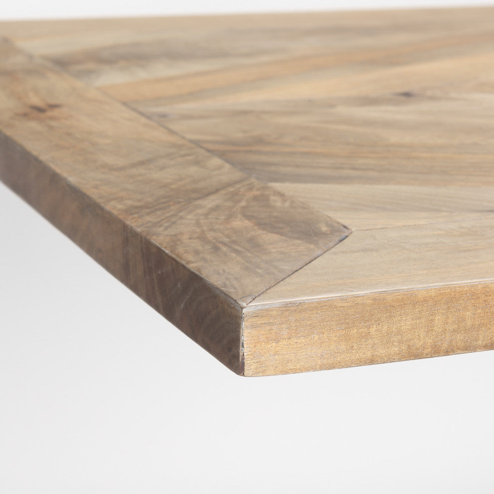 Maxton Light Brown Wood With Black Metal Dining Table