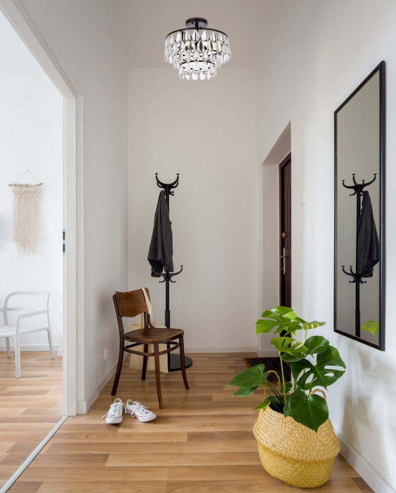 Elegant Lighting 1103F14 Mila 3 Light 14"W Semi-Flush Waterfall - Black