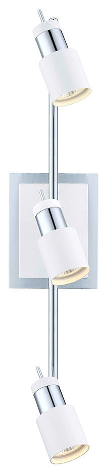 Davida, 3-Light Track Light, Chrome, White Finish, Chrome, White Metal Shade
