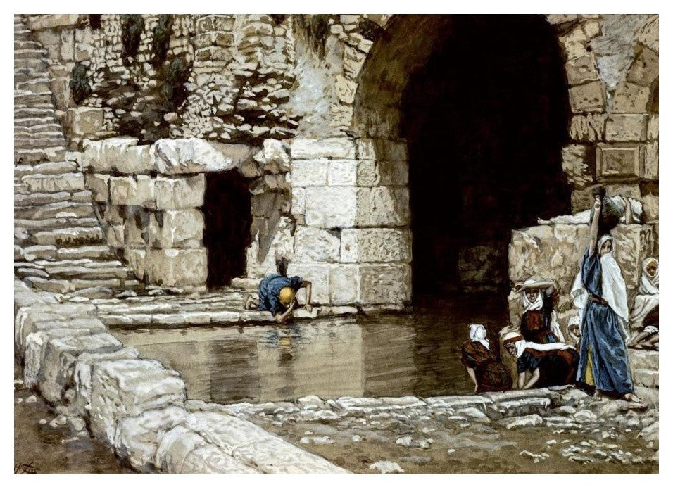 "Blind Man Washes In The Pool of Siloam" Paper Print by James Tissot, 24"x18"