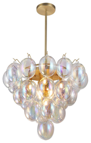 Globo - Chandelier - 9-Light - Iridescent Glass/Brass