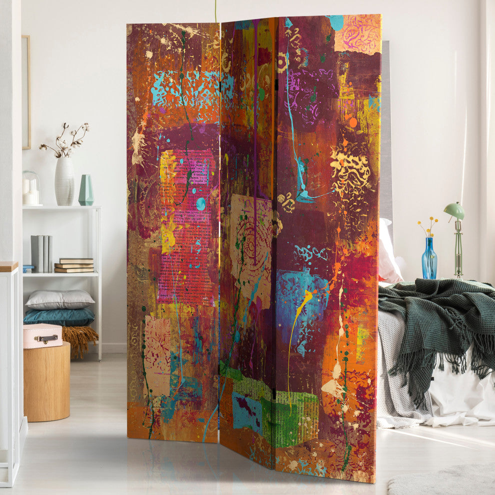 6' Tall India Double Sided Canvas Room Divider