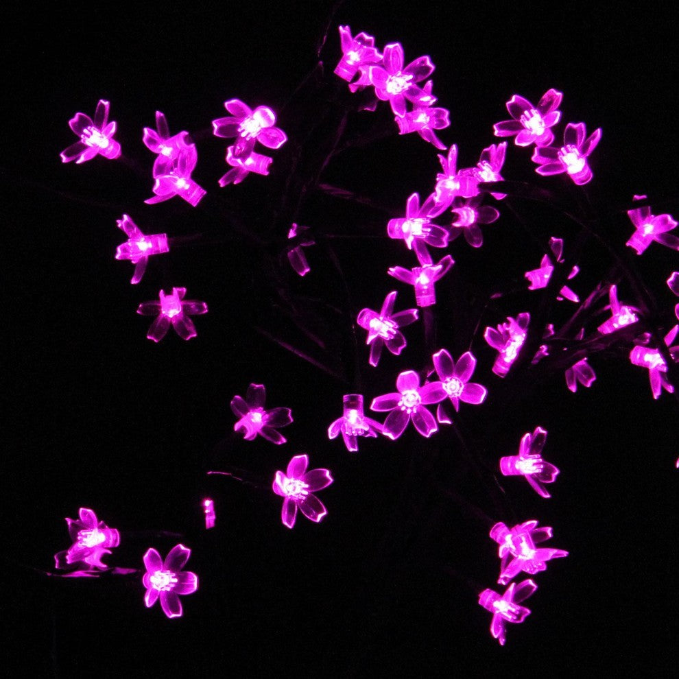 18" LED Lighted Japanese Sakura Blossom Flower Tree, Pink Lights