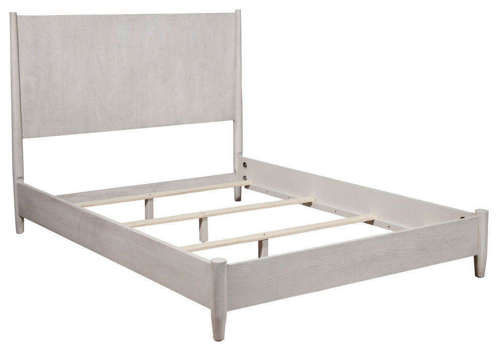 Flynn Mid Century Modern Queen Panel Bed, Gray
