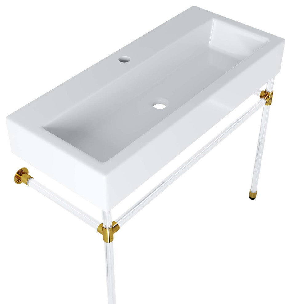 Redeem 40" Acrylic Wall-Mount Bathroom Vanity, Clear White
