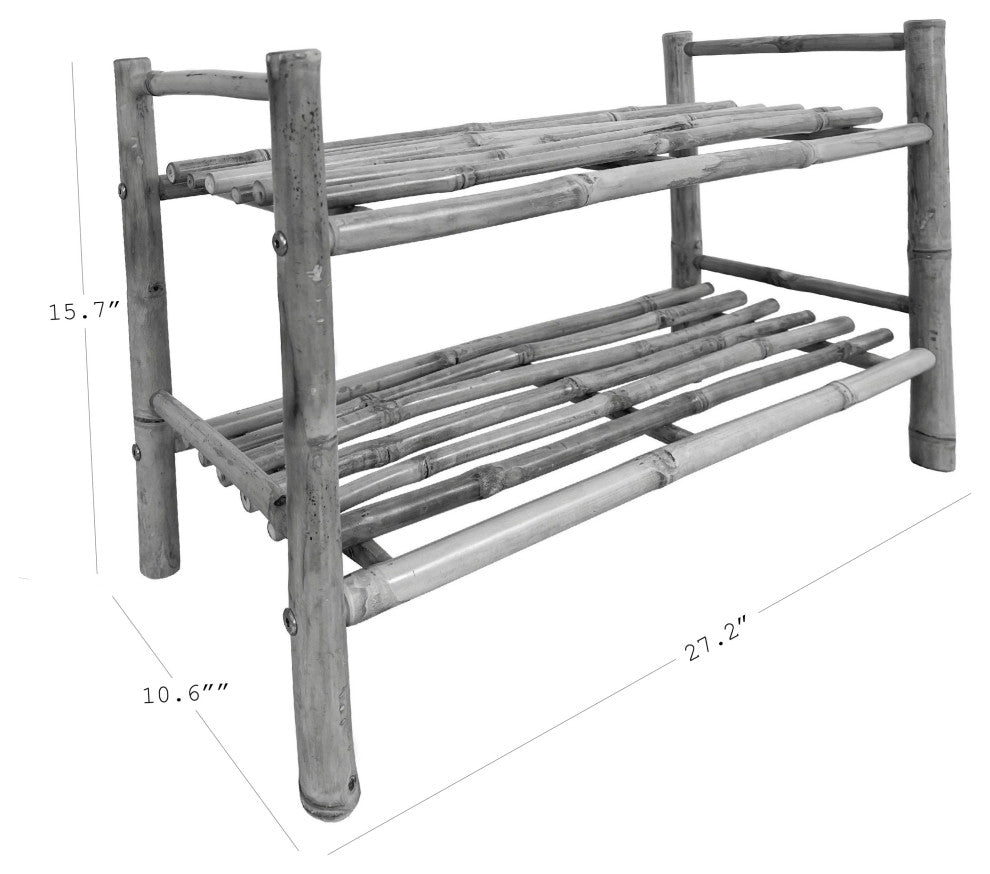 2 Shelf Bamboo Shoe Rack