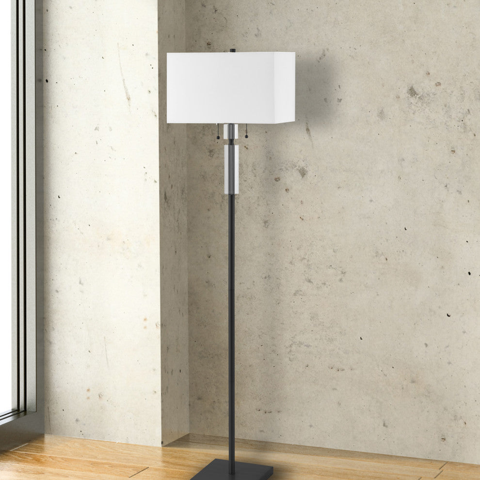 Fernanda Modern 2 Light Matte Black White Metal Floor Lamp