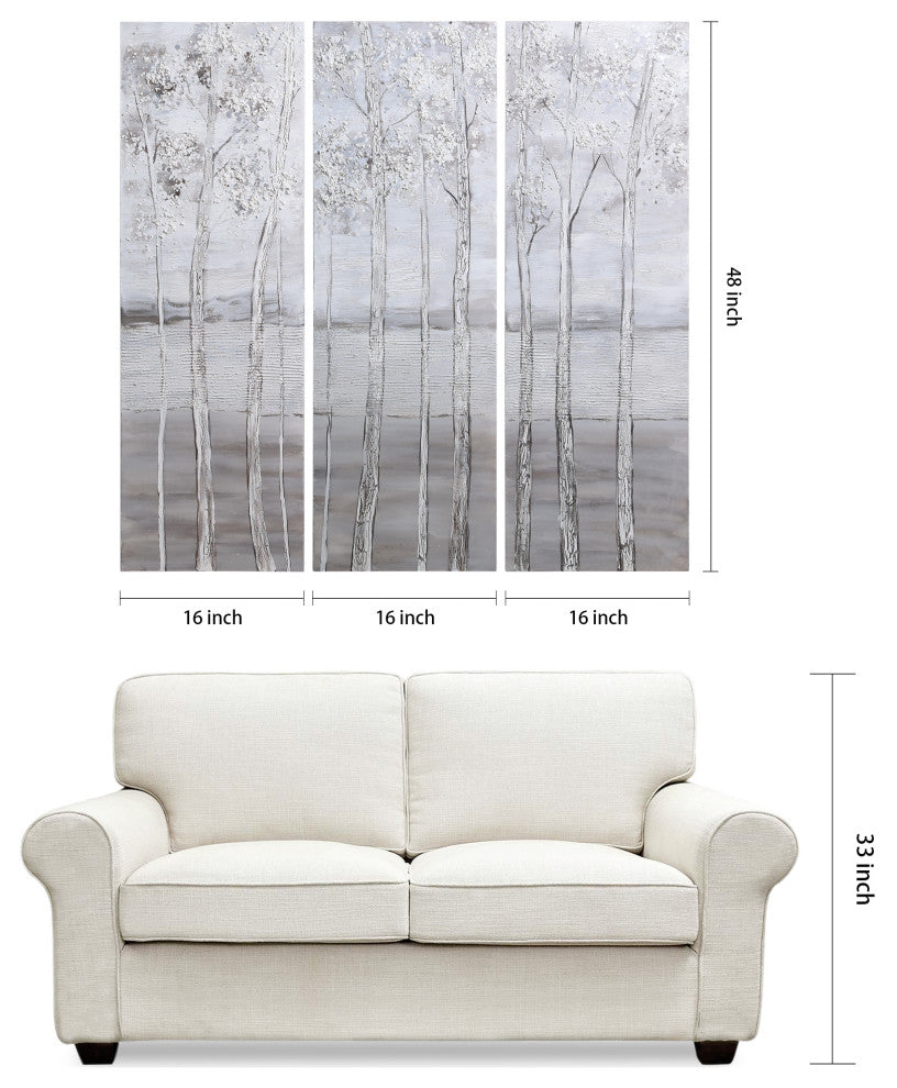 Silver Winter Textured Metallic Hand Painted Wall Art by Martin Edwards