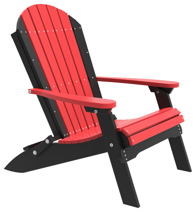 Poly Folding Adirondack Chair, Red & Black