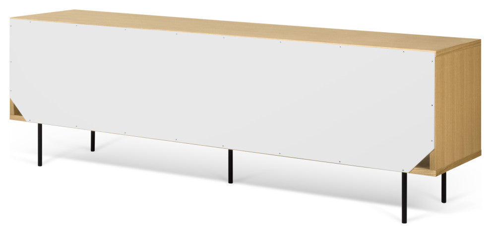 Dann 201 Sideboard With Wand Wood Legs, Oak / Pure White & Matte Grey, Lacquered Black Steel