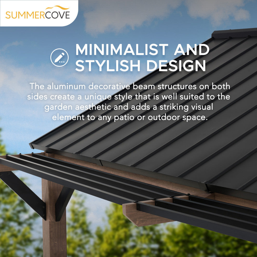 Sunjoy Kinzie Hardtop Gazebo With Pergola Awnings