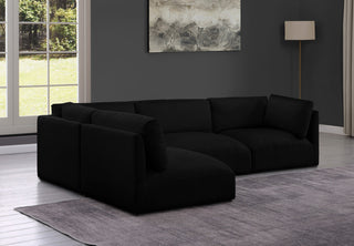 Ease Fabric Upholstered L-Shaped Modular Sectional, Black, 4 Piece: 2 Corner, 2 Armless