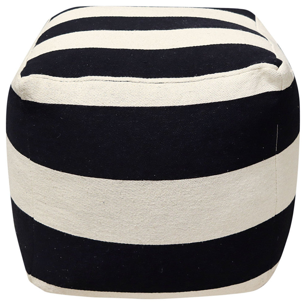 Ivory Machine Woven Edora Pouf, 18" Cube