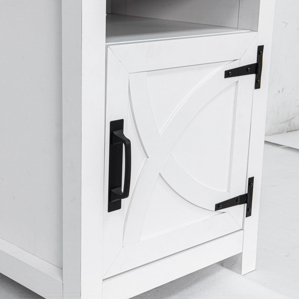 Farmhouse Nightstand with Drawer Storage