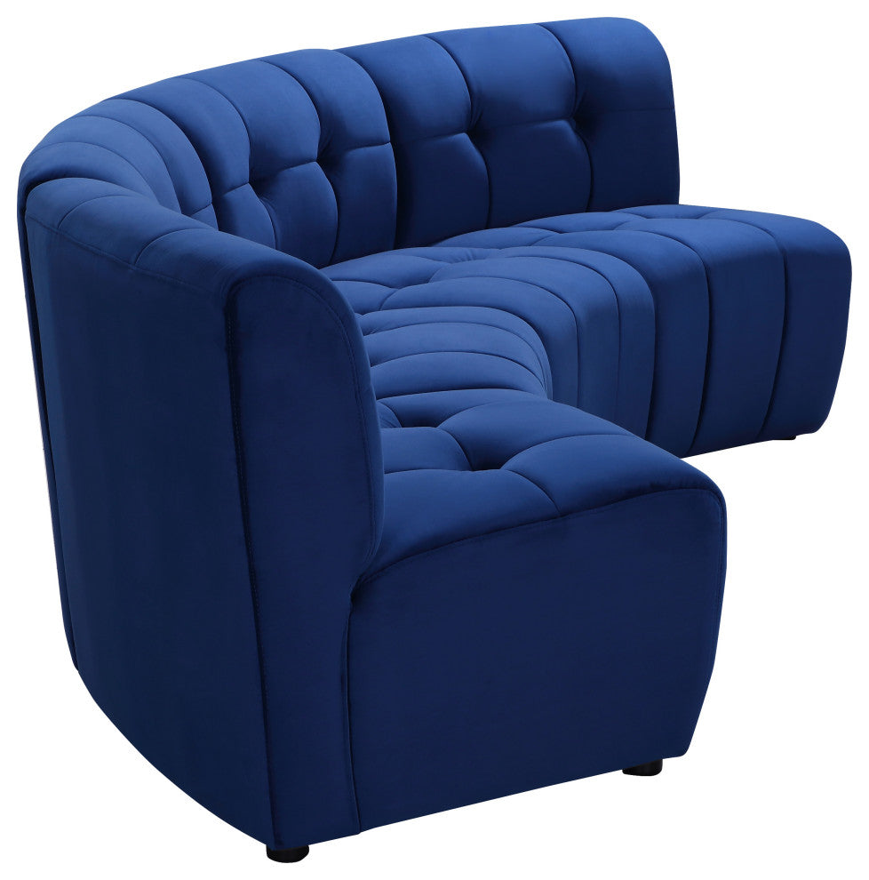 Limitless Velvet Upholstered 4-Piece Modular Sectional, Navy