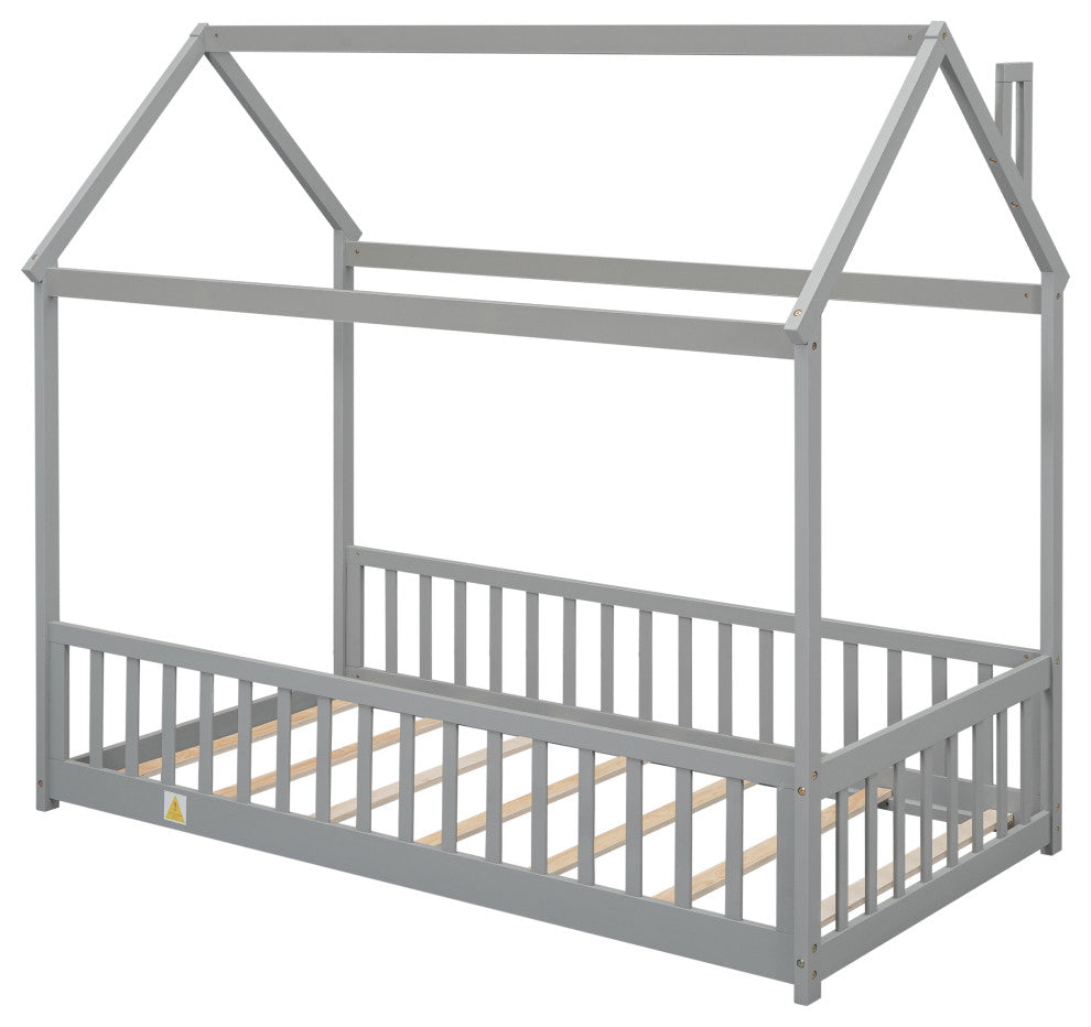 Gewnee Twin House Bed with Guardrails