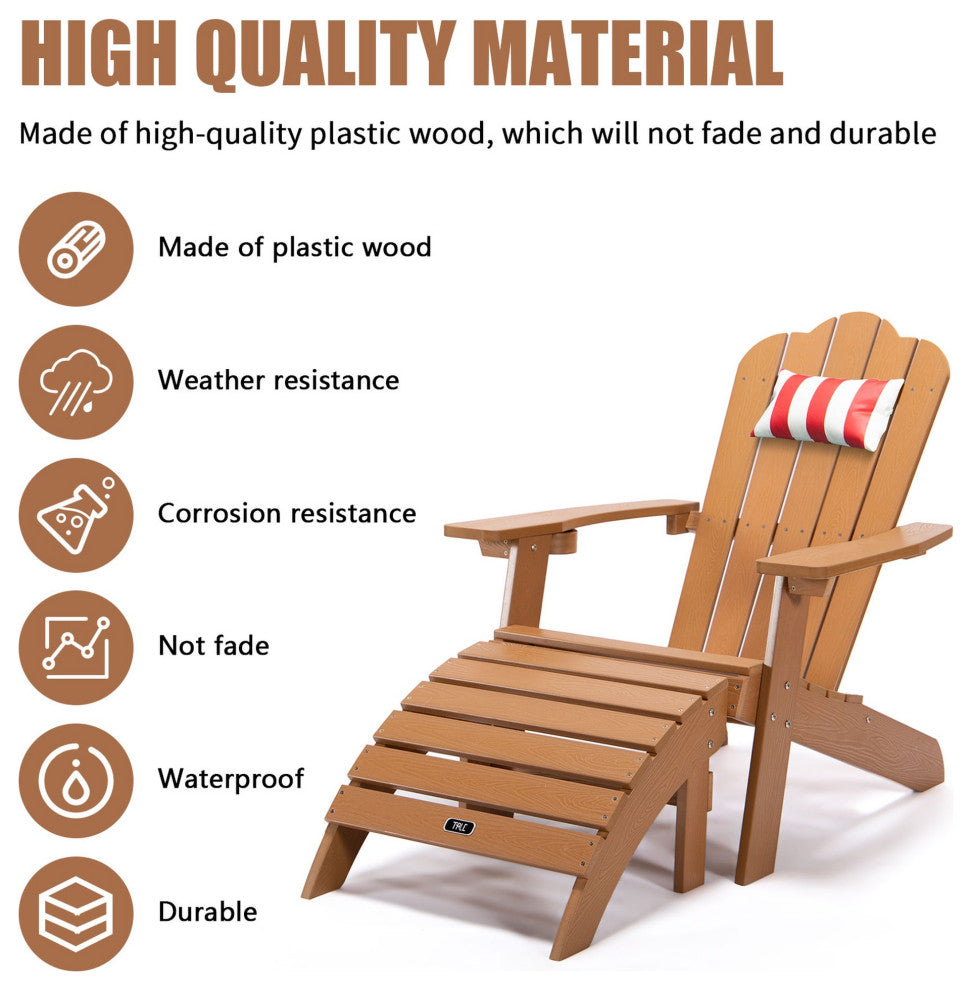 Outdoor Furniture Plastic Wood Adirondack Chair With Cup Holder