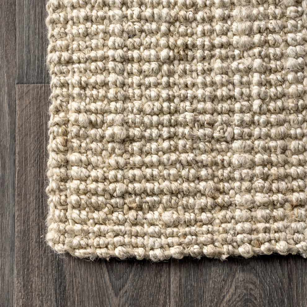 Pata Hand Woven Area Rug, Light Ivory, 5 X 8