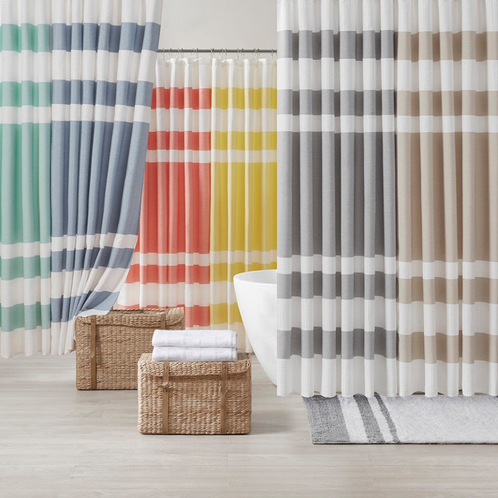 Madison Park Spa Waffle Shower Curtain With 3M Treatment, Taupe