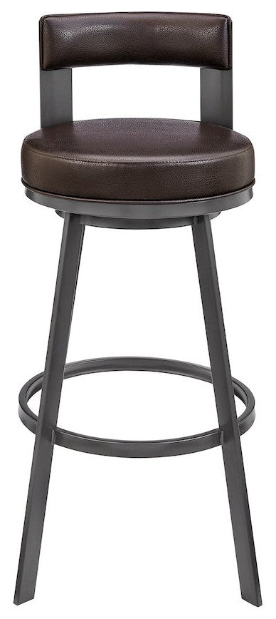 Flynn Swivel Counter or Bar Stool in Faux Leather and Metal