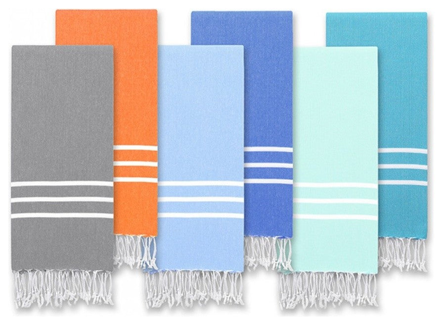 Alara Turkish Pestemal Hand Towels, Set of 2, Soft Aqua, D