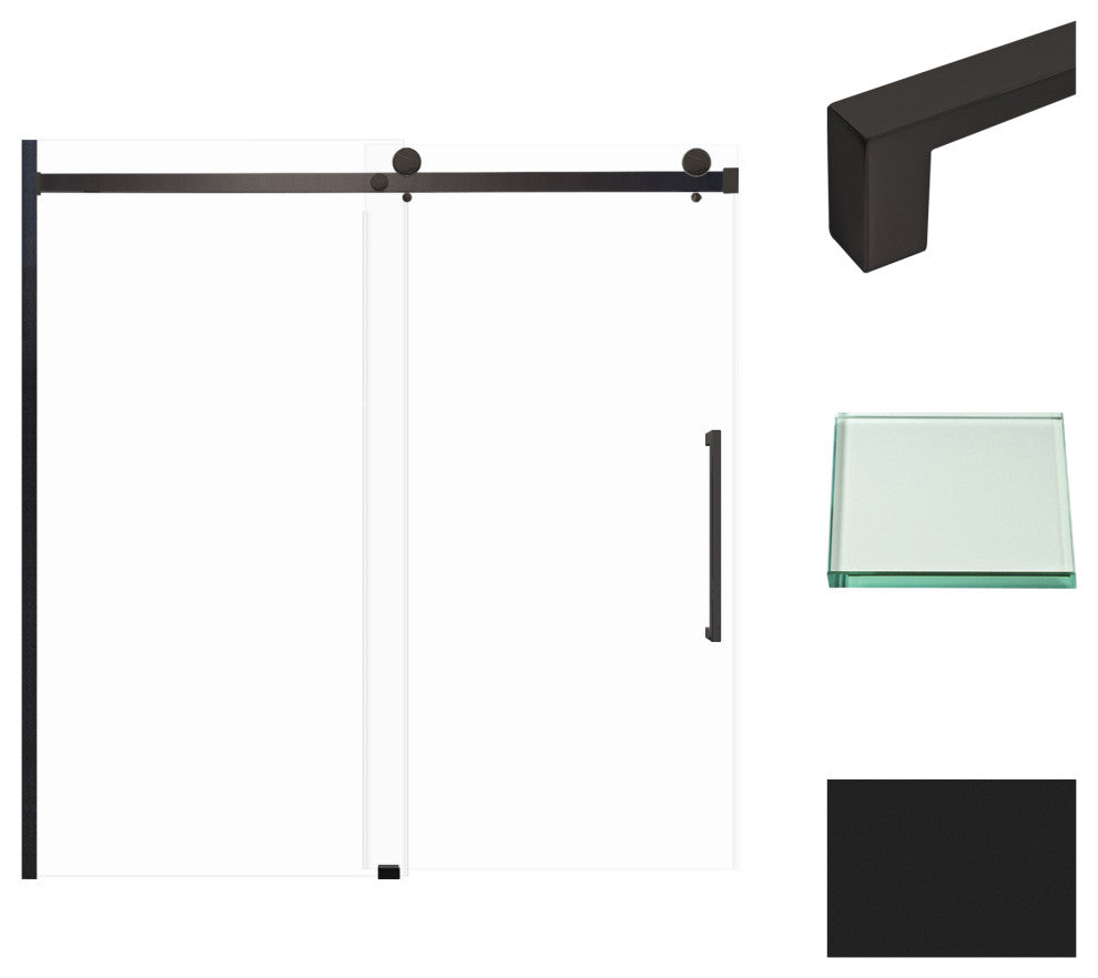 Transolid Madeline 60"x60" Frameless Shower Door with Fixed Panel in Matte Black