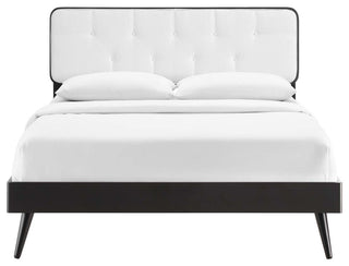 Bridgette Full Wood Platform Bed With Splayed Legs MOD-6646-BLK-WHI
