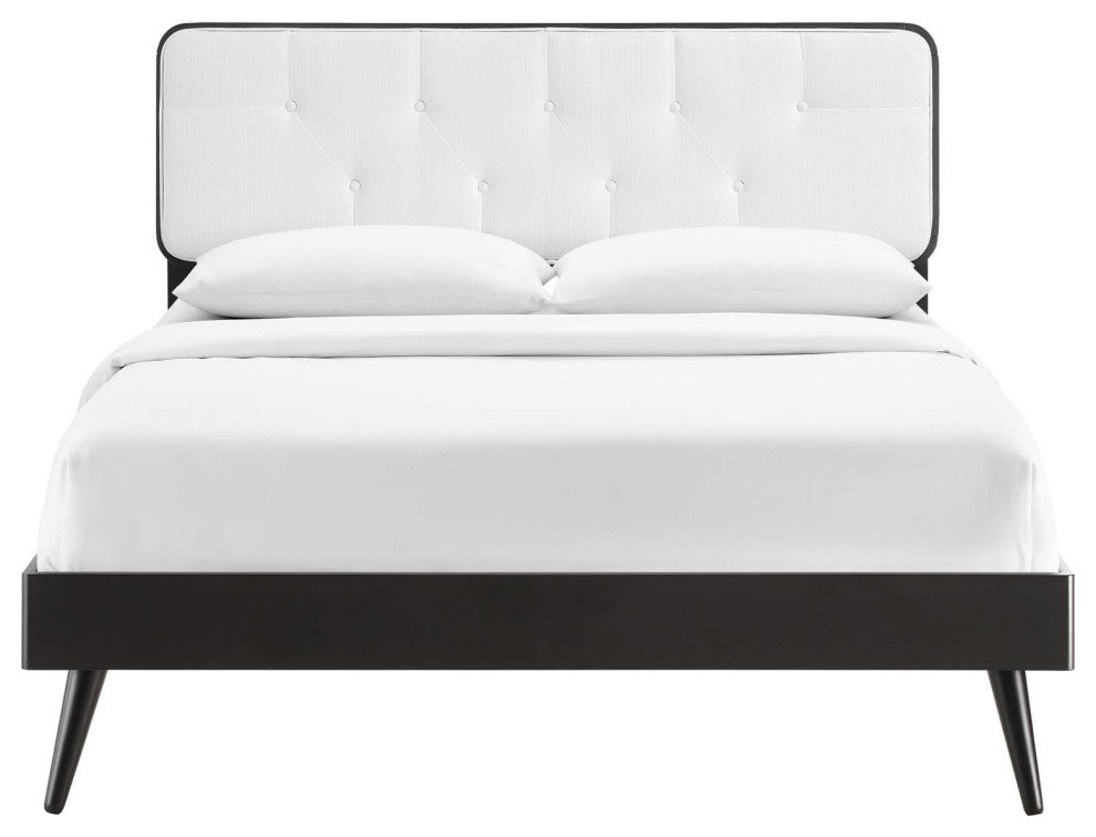 Bridgette Full Wood Platform Bed With Splayed Legs MOD-6646-BLK-WHI